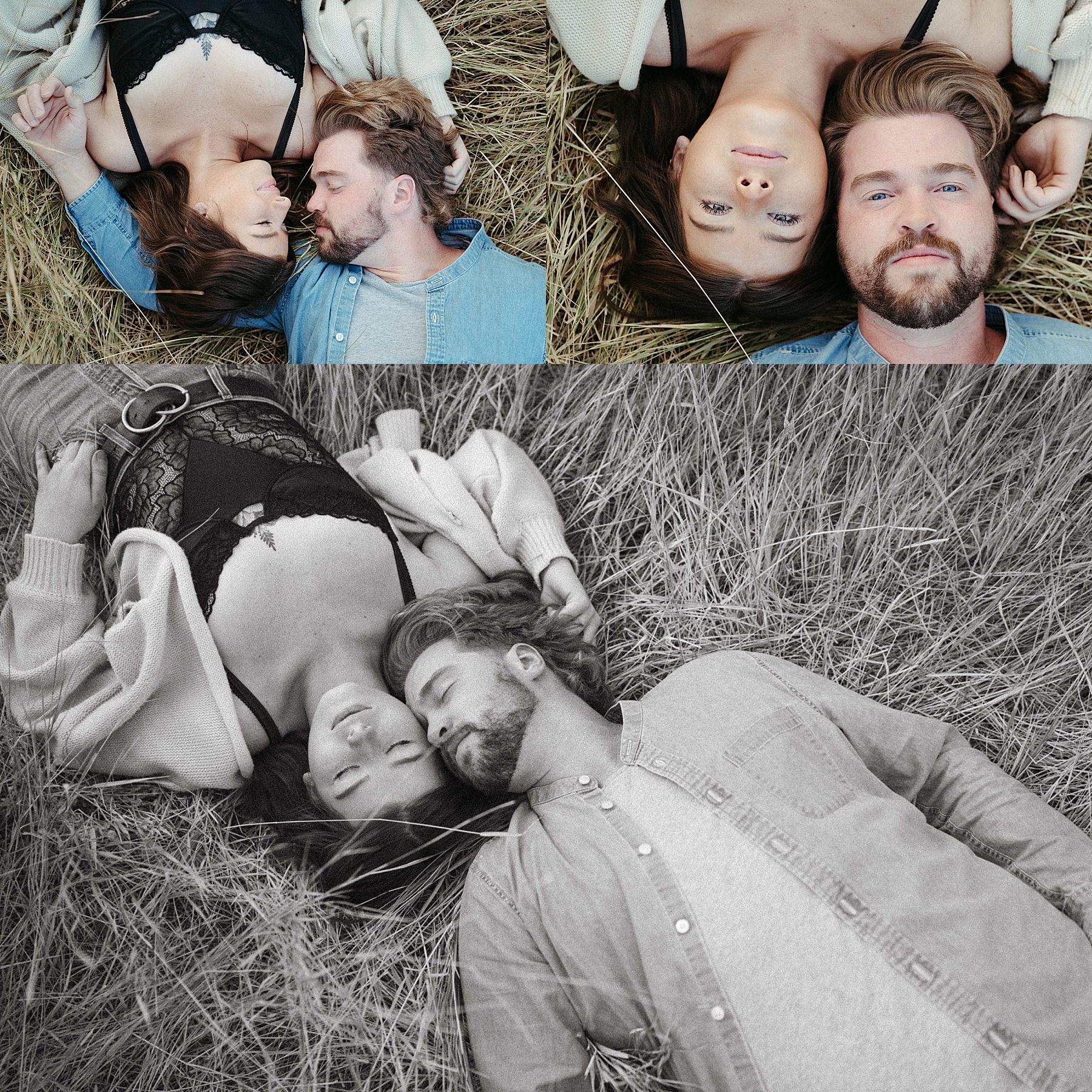 Utah Engagement photography, couple laying the the tall grass