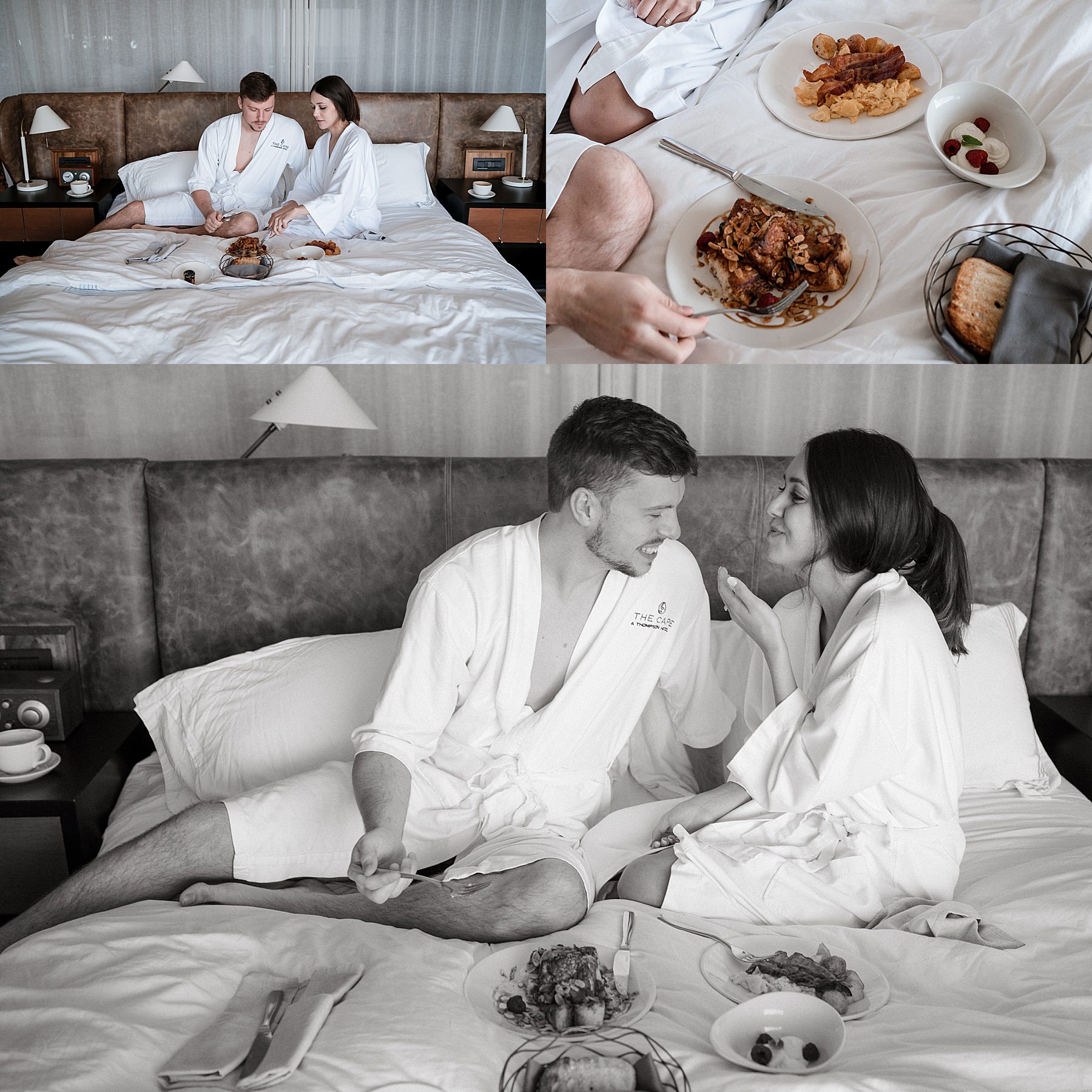 Couple eating Breakfast in bed at The Cape Hotel