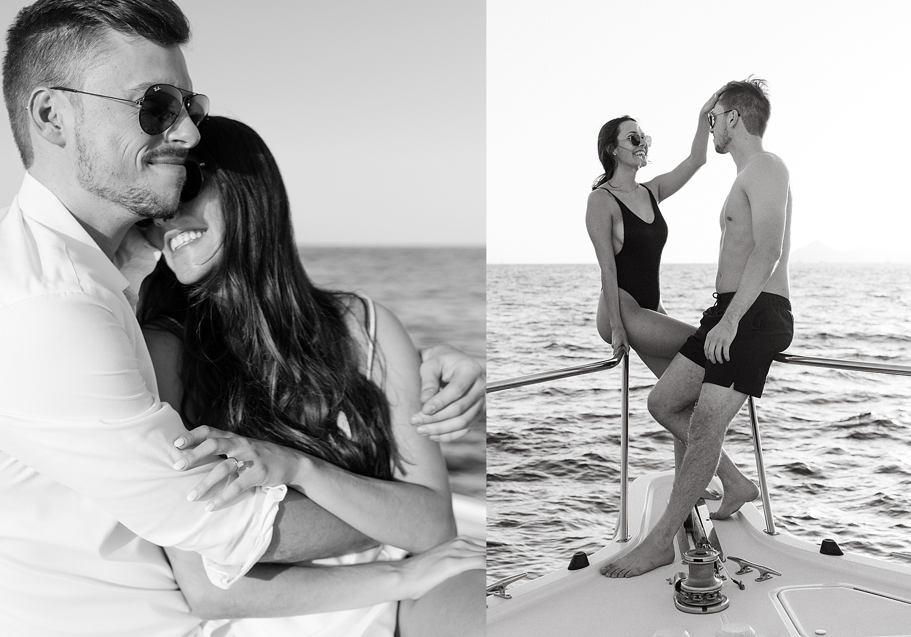 couple engagement session on boat in Cabo