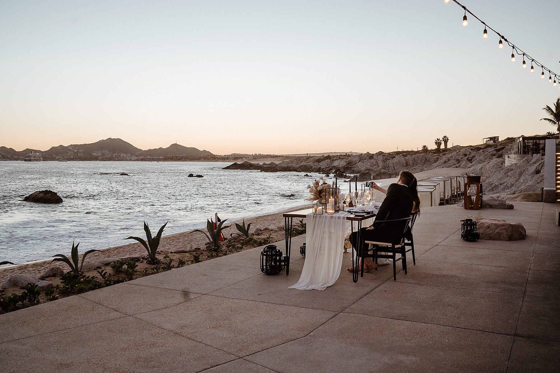 Bride and groom Dinner Wedding The Cape Hotel Cabo San Lucas